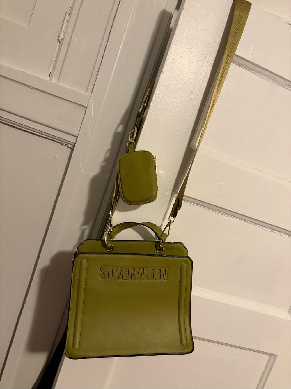 Olive Green Structured Crossbody Bag